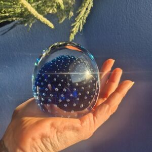 Antique Blue Bubble Egg Paperweight